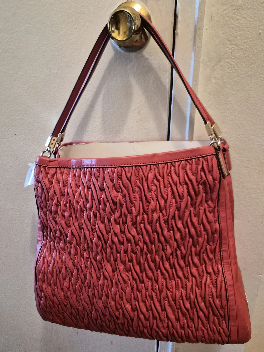 Textured Pink Shoulder Bag with Double Strap
